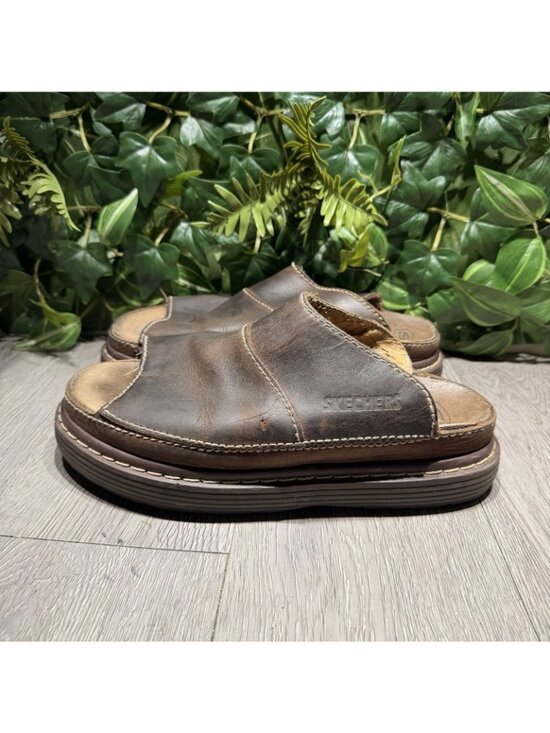 Skechers Vintage 90s Jammers Sandals Mens Size 10 Leather Shoes Chunky READ main image 4